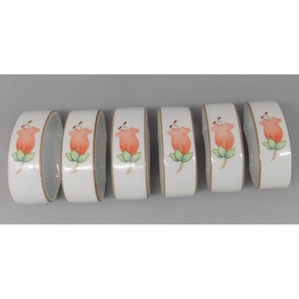 New APILCO Virginie Napkin Rings Porcelaine Deshoulieres France Vintage in Box